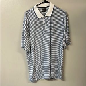 Tasso Elba Blue and White Polo Shirt Striped Casual Wear